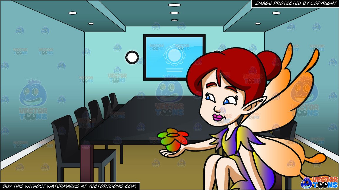 A Fairy Holding A Flower and Inside A Conference Room Background
