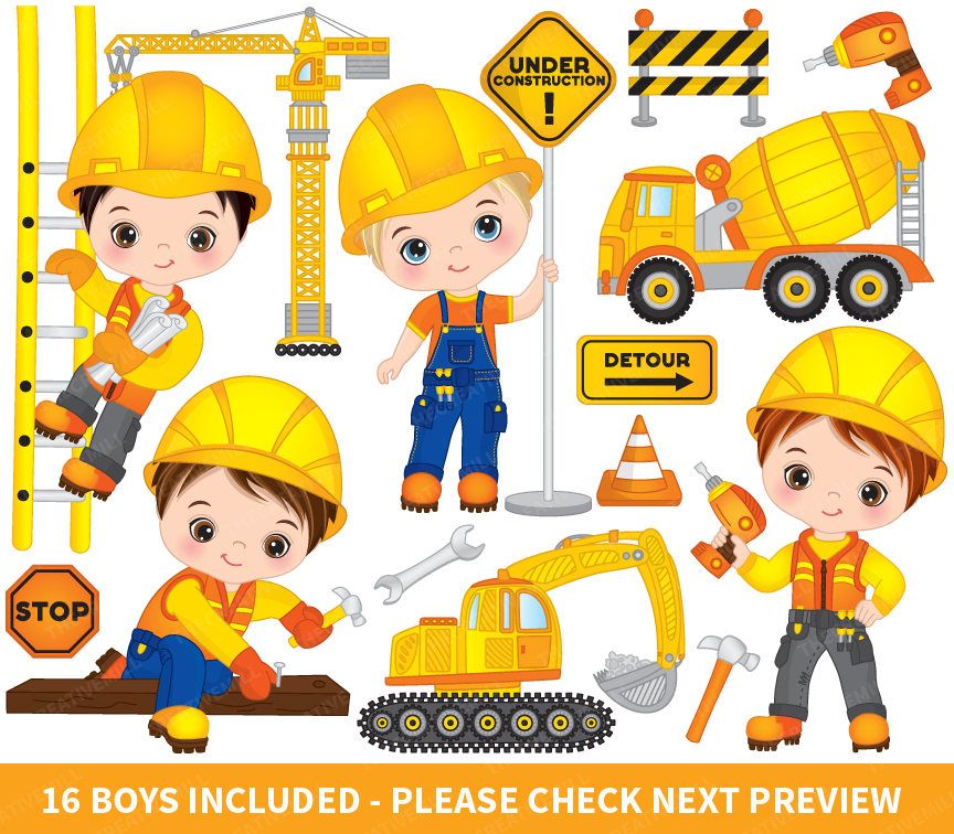 Construction boys clipart.