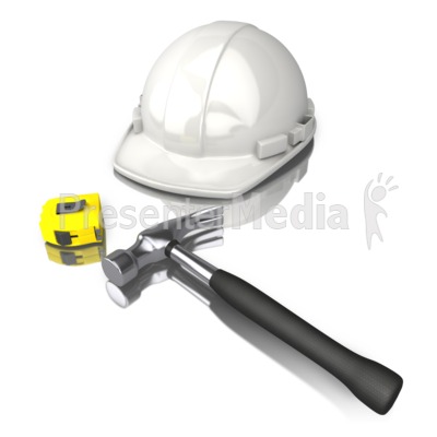 Construction Worker Tools White Hard Hat