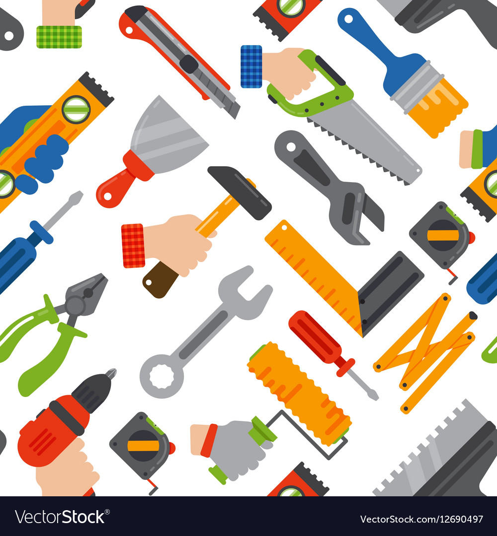 Home construction tools seamless pattern