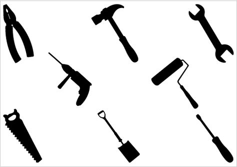 Construction Tools Silhouette Vector Graphics Pack