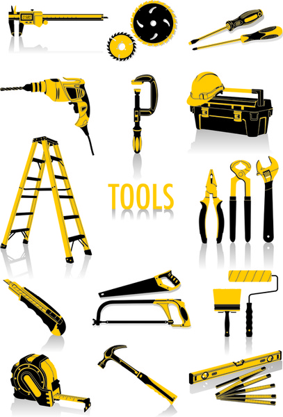 Different construction tools set vector Free vector in