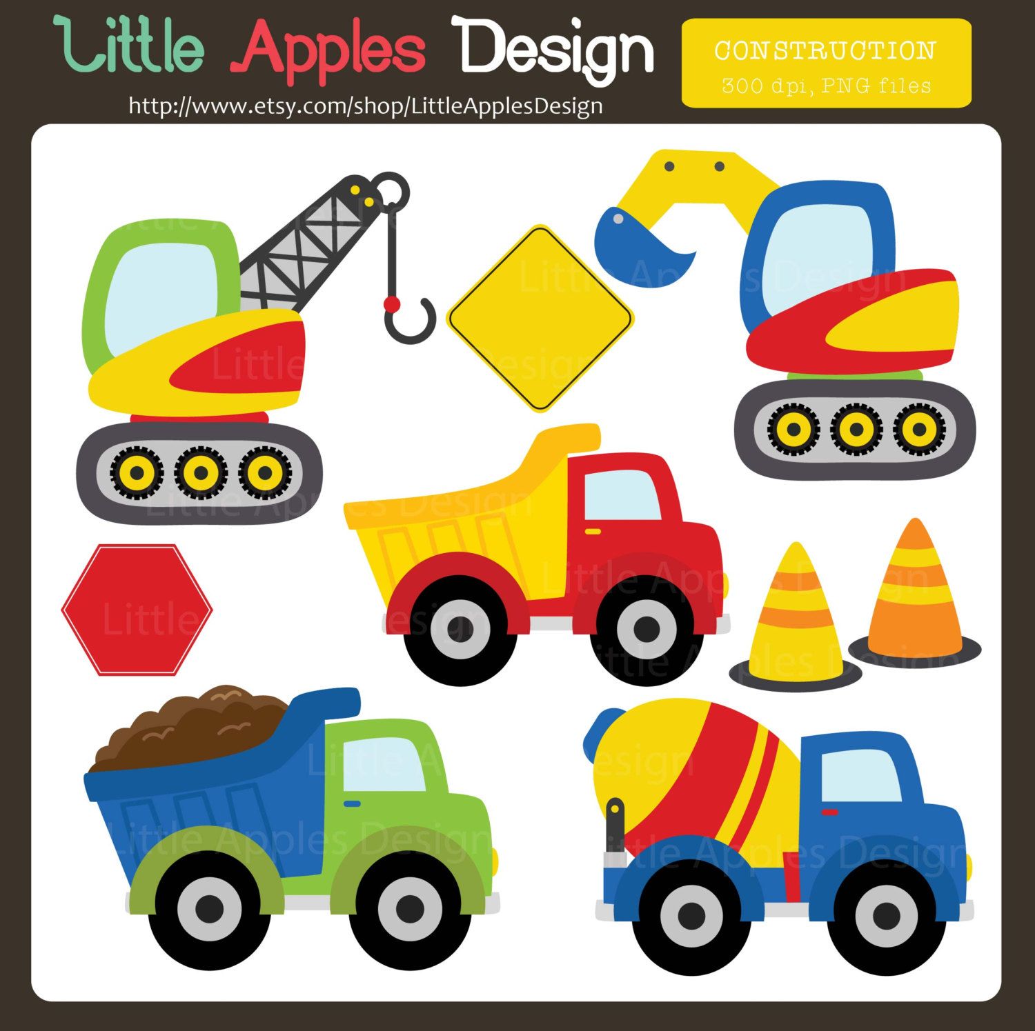 Clipart of construction vehicles