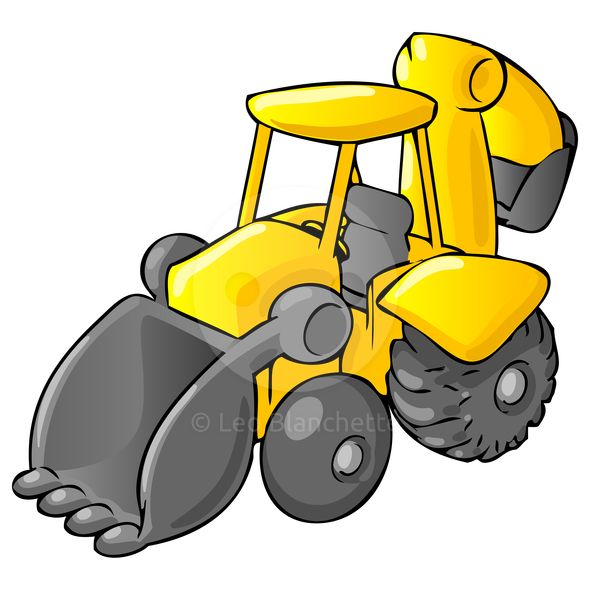 Backhoe bulldozer cartoon.