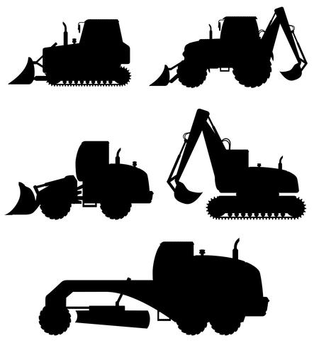 Car equipment for construction work black silhouette vector