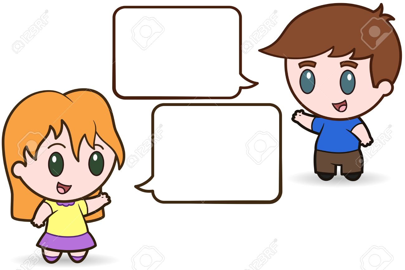 Girl and boy talking clipart