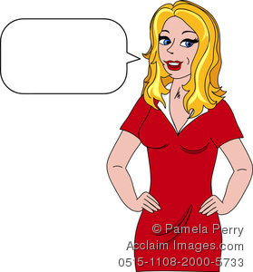 Clip Art Image of a Happy Cartoon Woman With a Conversation