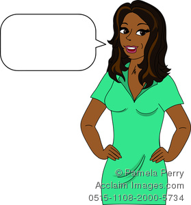 Cartoon woman with a conversation bubble clipart