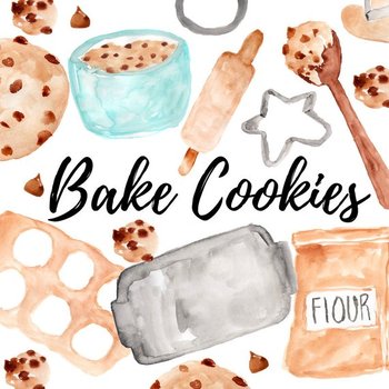 Watercolor baking cookies clipart