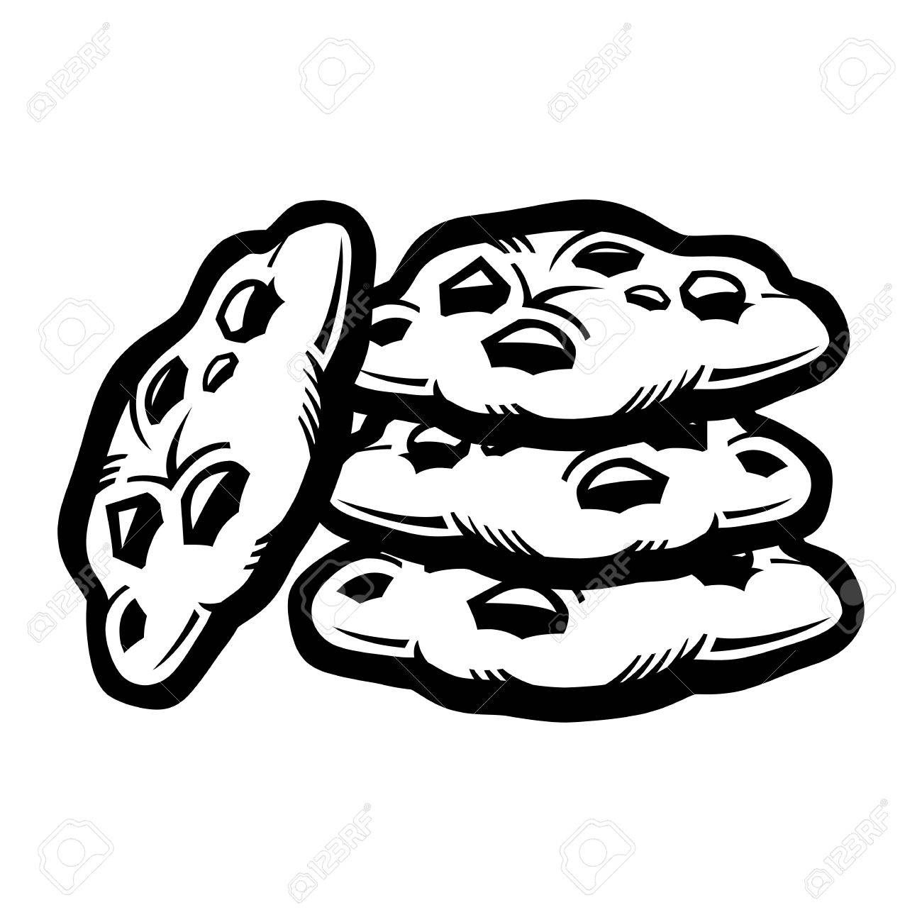 Chocolate chip cookie clipart black and white