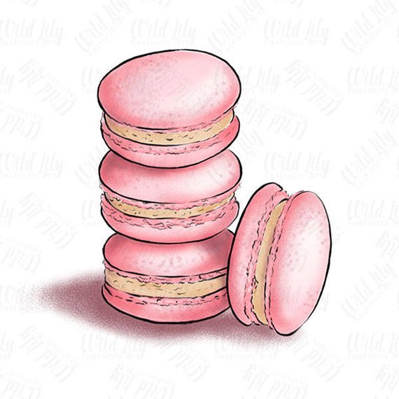 PINK MACAROON CLIPART, retro clip art, french cookies