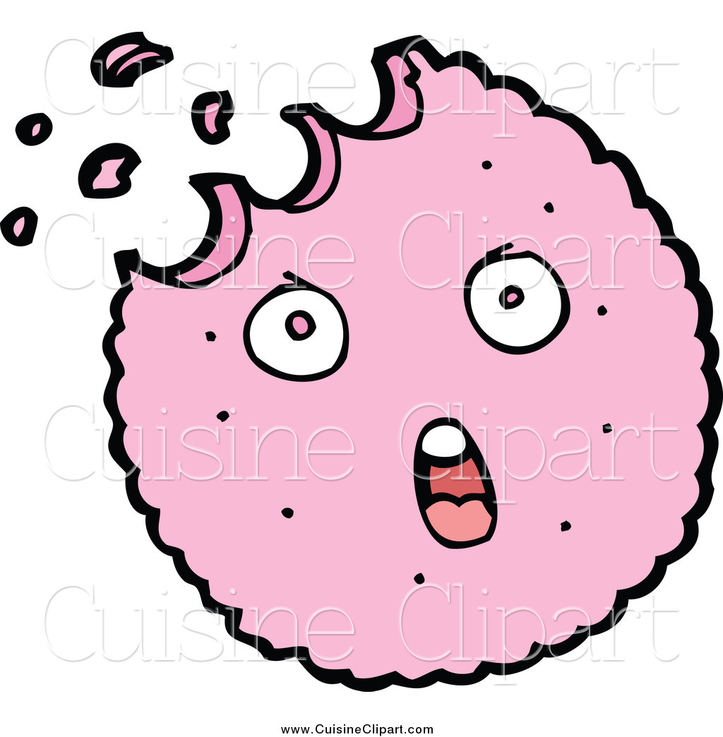 Cuisine Clipart of a Screaming Pink Cookie Mascot by