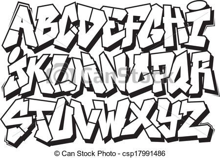 Graffiti font Vector Clipart Illustrations