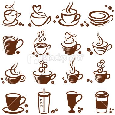 Coffee cup vector white icon set