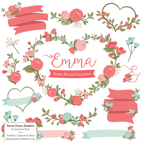 Emma Floral Heart Clipart