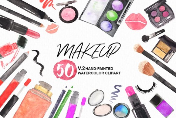 Watercolor Makeup Cosmetic Clipart