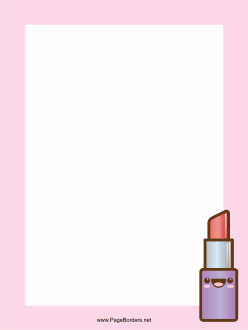 This pink, makeup page border features a tube of lipstick