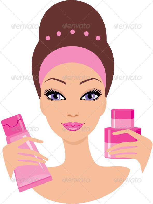 Beautiful young woman with a cosmetics set