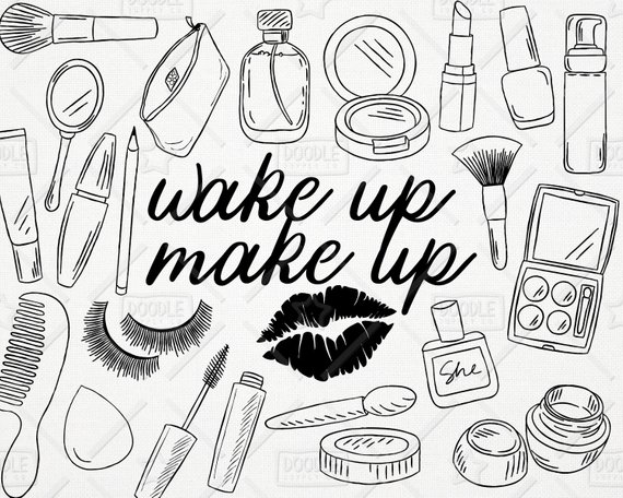 Doodle Makeup Clipart Vector Pack, Cosmetics Clipart