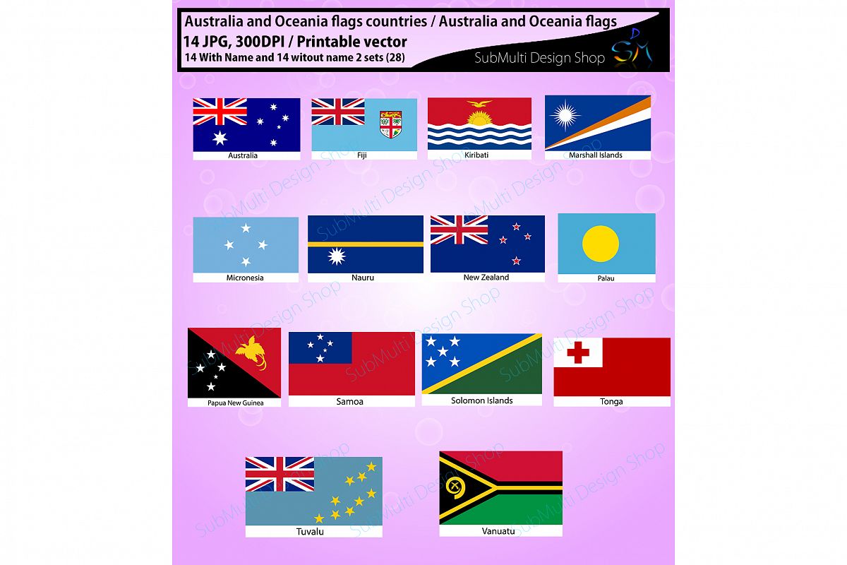 Australia and Oceania countries Australia and Oceania flags High Quality  flags flag clipart and silhouette printable flag