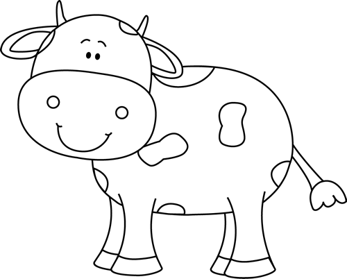 cow clipart black and white cute
