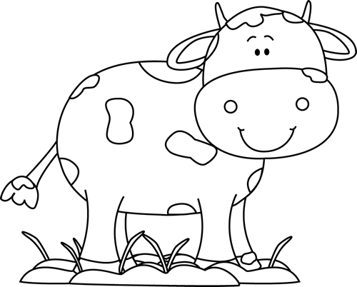 Black and White Cow in the Mud Clip Art