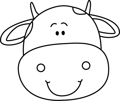 cow clipart black and white head