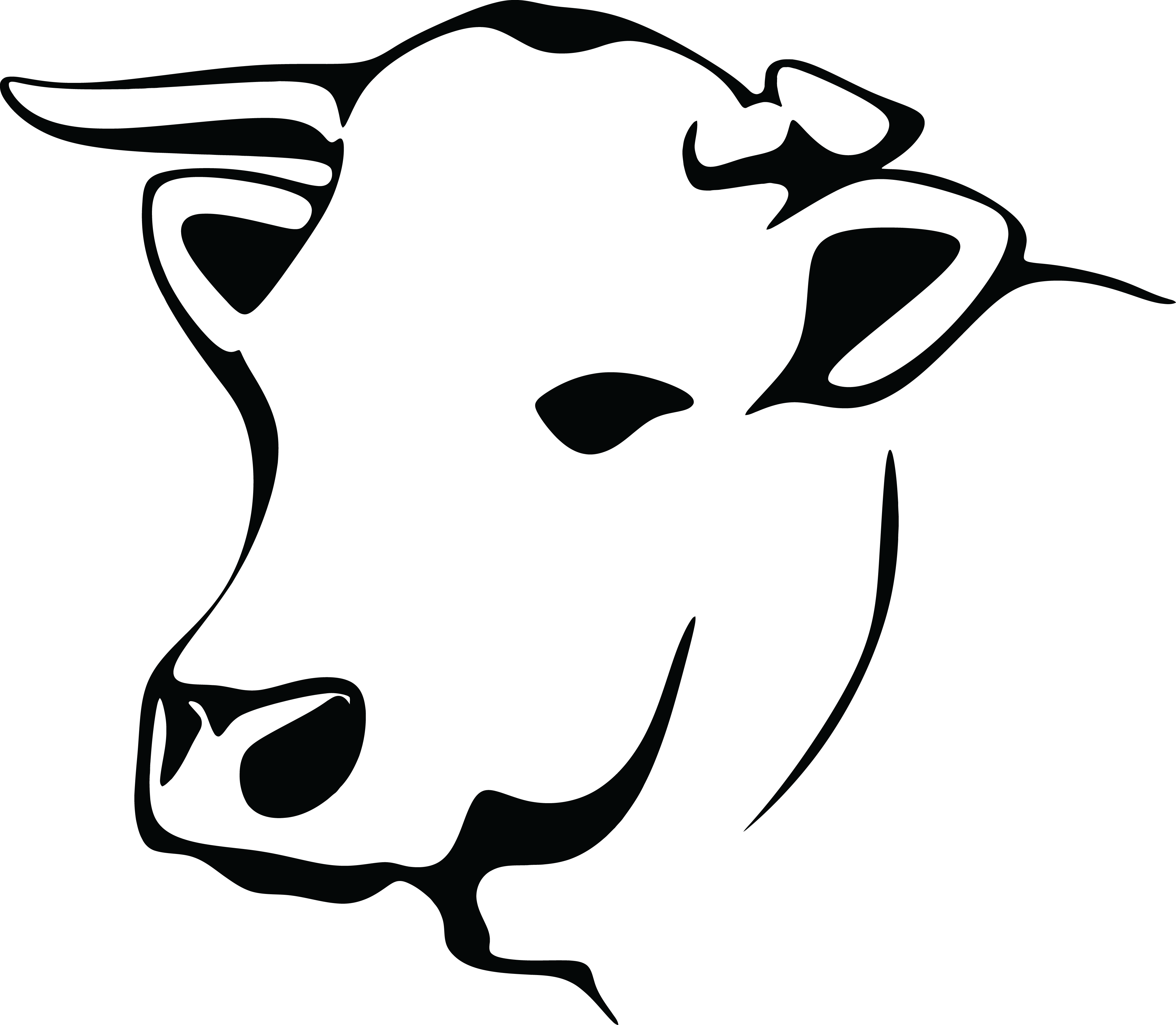 Cow Head Clipart Black And White