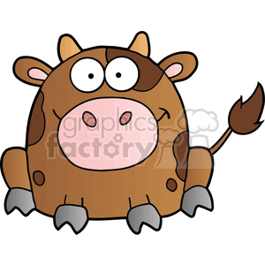 Cute cartoon brown cow clipart