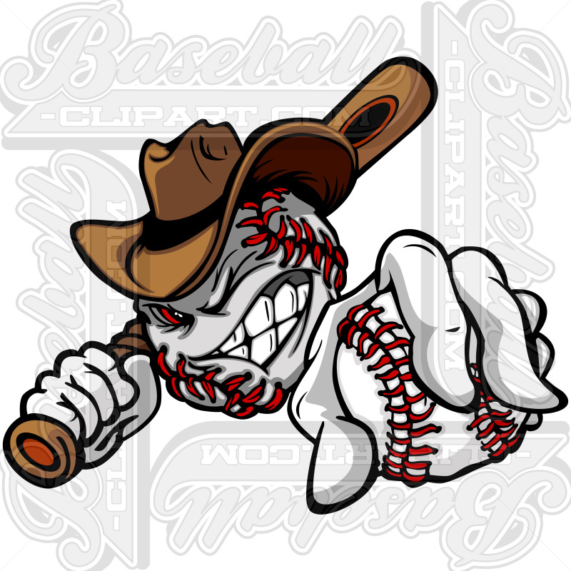 Cowboy baseball cartoon.