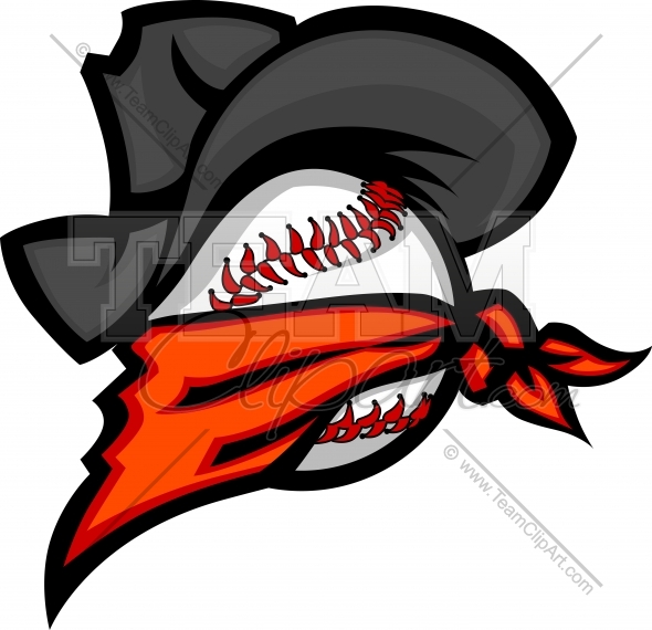 Baseball Cowboy Clipart Logo with hat and bandana vector image