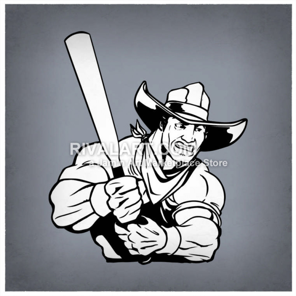 Cowboy Holding A Baseball Bat