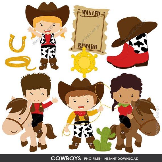 Cowboy Clipart, Cowgirl Clip Art, Wild West, Western Clipart