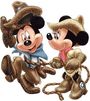 Western mickey and minnie mouse clipart