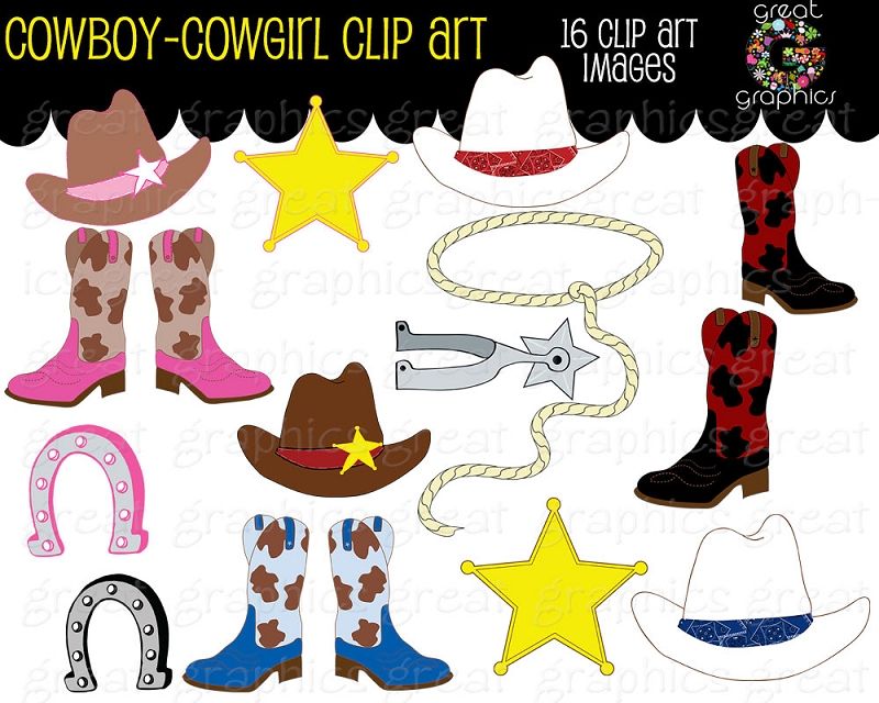 Cowboy Clipart Cowgirl Clip Art Digital Clip Art Pink