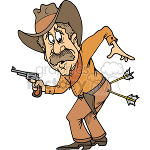 Cowboy with arrows in his butt clipart