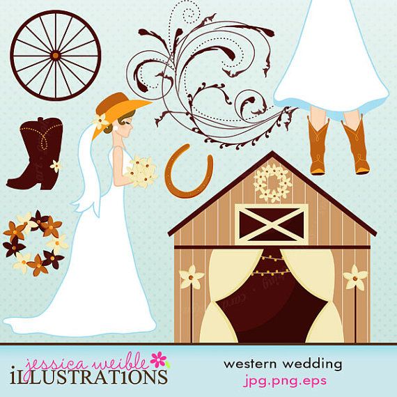 Western Wedding Cute Digital Clipart