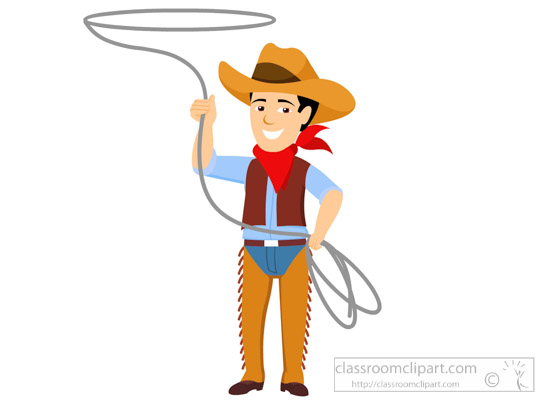 Cowboy holding lasso rope clipart