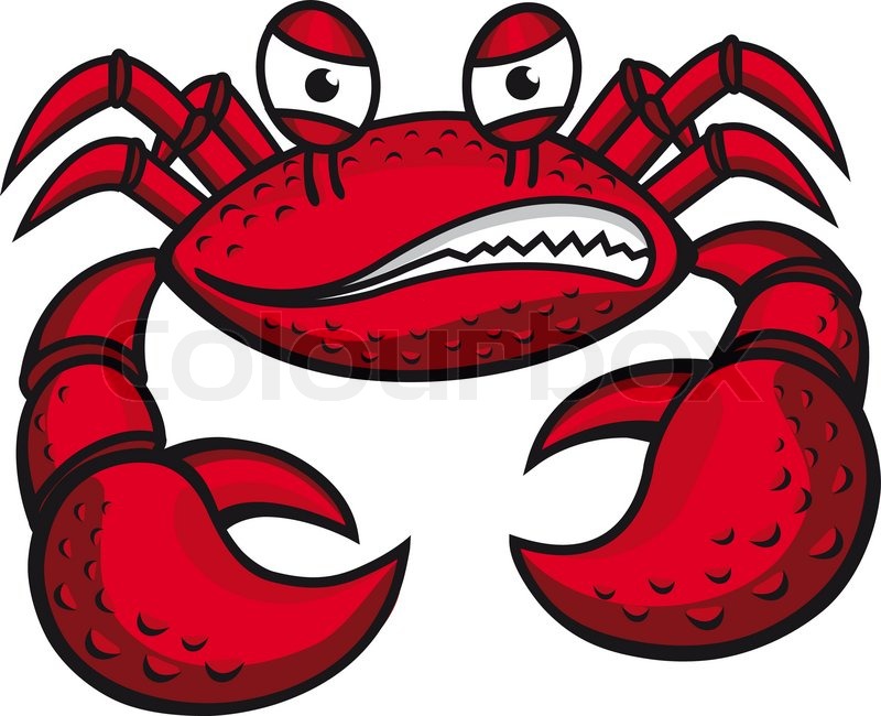 Angry crab with claws in cartoon style