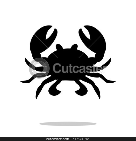 Crab black silhouette aquatic animal stock vector
