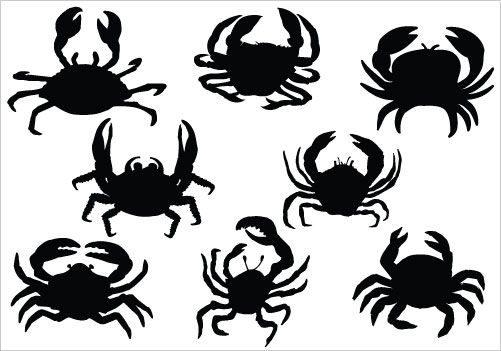 Crab silhouette vector.