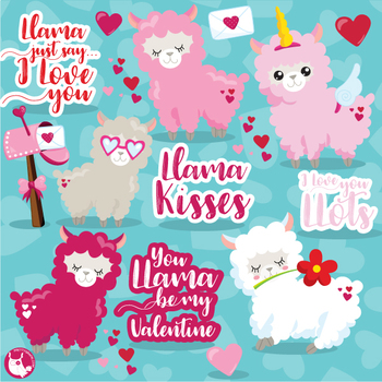 Valentine llama clipart commercial use, vector graphics