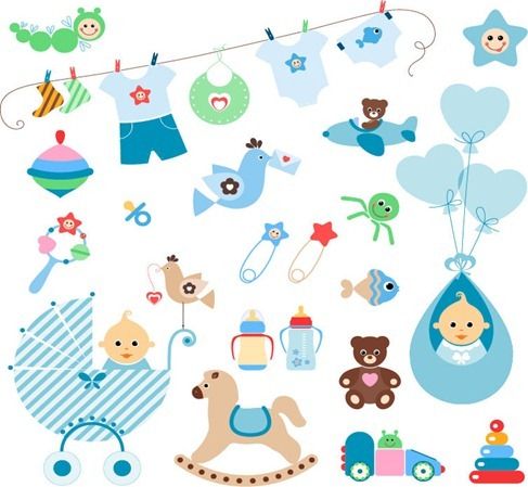 Cute Baby Elements Vector Set Free License