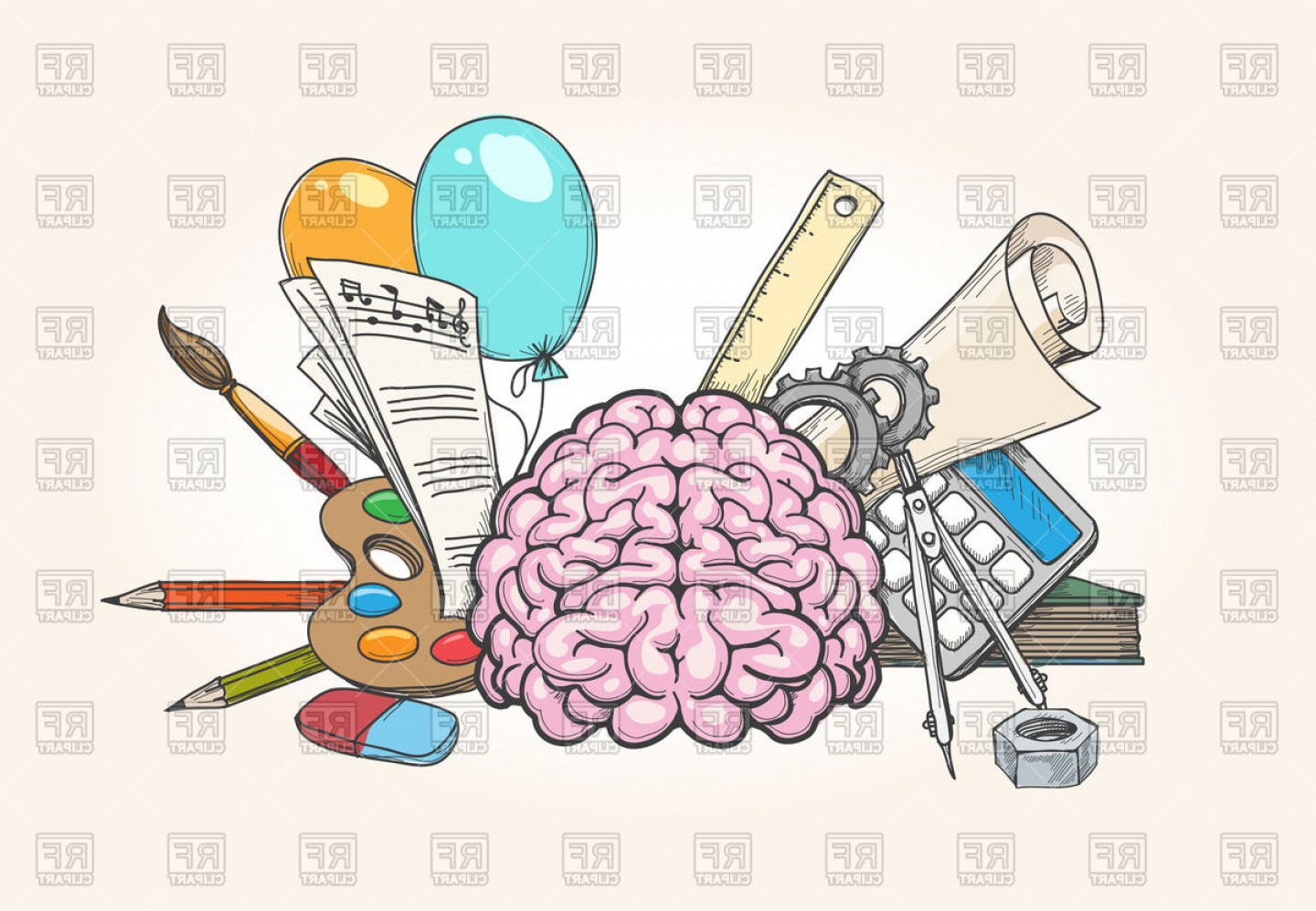 Left And Right Brain Concept Human Brain Creativity And