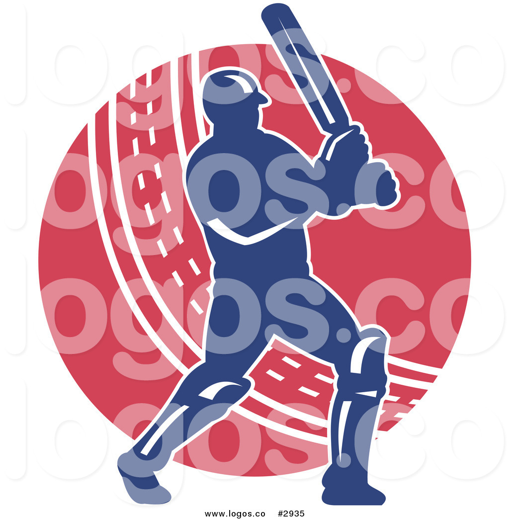 Vector Royalty Free Clipart Cricket Player Logo by