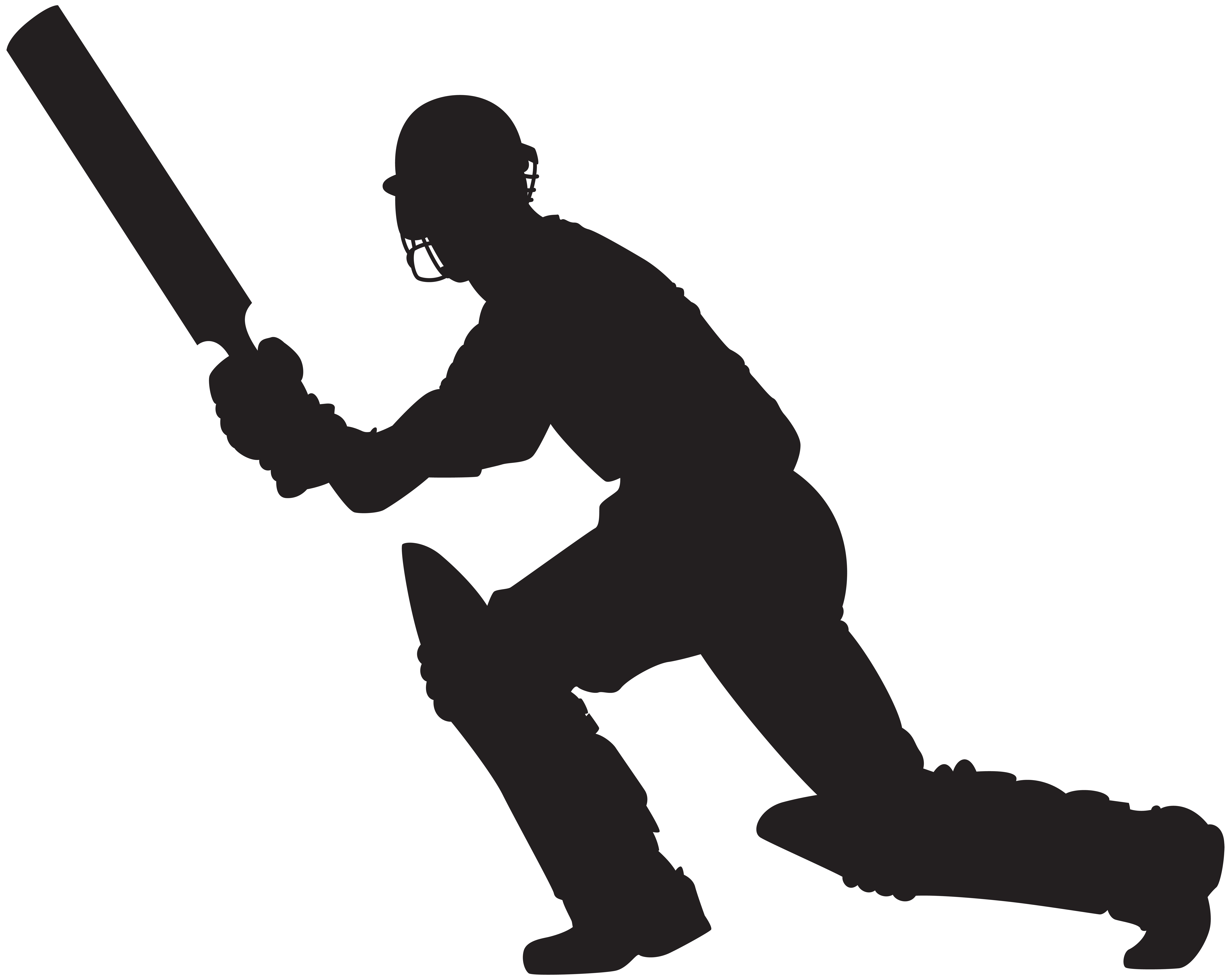 Cricket Player Silhouette PNG Clip Art Image