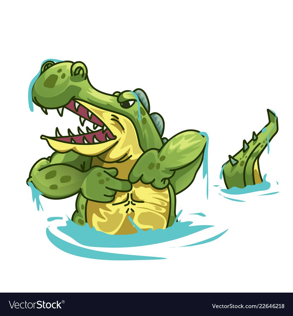 Angry crocodile pointing.