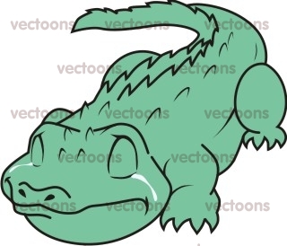 Sad crocodile illustration.