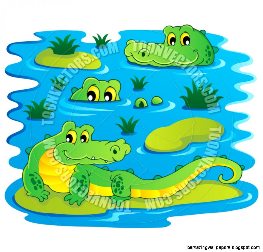 Crocodile in water clipart
