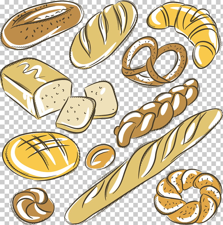 Bakery Baguette Croissant Rye bread Drawing, Hand
